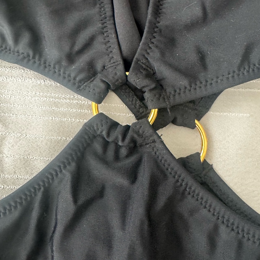 Sexy Swimsuit Cutout Halter One Piece High Cut Bathing Suit Gold Ring Bikini - Picture 9 of 11